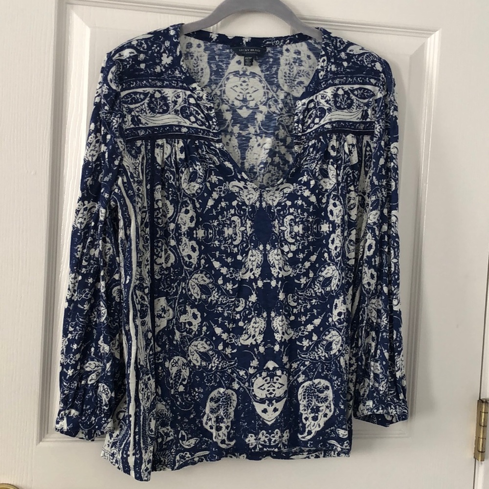 Lucky Brand 3/4 sleeve paisley tee